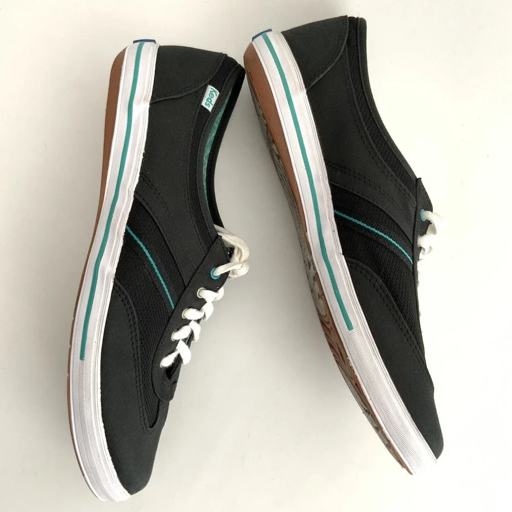 Keds Lace-up Green Trim Sneakers Black 10